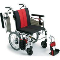 ミキ アルミ介助車いす OPシート仕様 座幅38 P-01（花霞朱） MYU4-16　　　介援隊カタログ W0846（直送品）