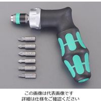 エスコ 1/4”Hex ドライバーハンドルセット(ラチェット式) EA560WB-42 1セット（直送品）