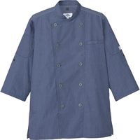 チトセ コックシャツ（七分袖） 兼用 杢ブルー 4L AS-8610（取寄品）