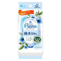 ウェットティッシュ ノンアルコール エリエール Puana（ピュアナ）純水99% 携帯用 1個（32枚） 大王製紙