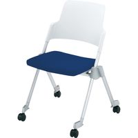 【組立設置込】コクヨ アンフィ 会議イス 水平・垂直スタック 背ヌード 肘なし キャスター付 ダークブルー CK-670CKZ56-W 1脚（直送品）