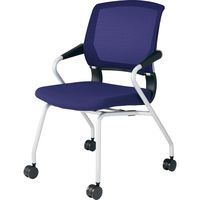 【組立設置込】コクヨ サテリテ 会議イス 水平スタック 肘付 塗装脚 ナイロンキャスター ディープパープル CK-791CKZ7E-W 1台（直送品）