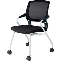 【組立設置込】コクヨ サテリテ 会議イス 水平スタック 肘付 塗装脚 ナイロンキャスター ブラック CK-791CKZB6-W 1台（直送品）