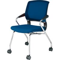 【組立設置込】コクヨ サテリテ 会議イス 水平スタック 肘付 メッキ脚 ナイロンキャスター プルシアンブルー CK-M791CKZT6-W 1台（直送品）