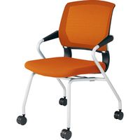 【組立設置込】コクヨ サテリテ 会議イス 水平スタック 肘付 塗装脚 ナイロンキャスター タンジェリン CK-791CKZY4-W 1台（直送品）