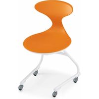 【組立設置込】コクヨ キャンパスアップ 会議イス 座前傾あり 肘無 荷物トレー無 カンチレバー脚 ゴムキャスター ソフトタンジェリン 1脚（直送品）