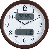 ホームテイスト シチズン 温湿度計付き掛け時計 電波時計 ネムリーナカレンダーM01 ブラウンメタリック SH-11-M01 1個（直送品）