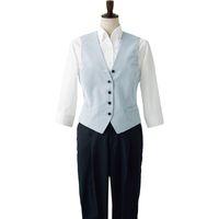 セブンユニフォーム ベスト ストライプ ホワイト×サックス 9号 CJ4339-7 1点（直送品）