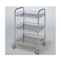 柏ステンレス工業 ステンレスワゴン アーチ型回診車S (パンチング枠付) 3段 ステンレスパンチングワゴンMB-3UP-S 1個（直送品）