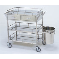 柏ステンレス工業 繃帯交換車L (枠付) 引出2個 バケツ付 3段 ホウタイコウカングルマMC-B2-L 1個 62-2715-12（直送品）