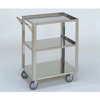 柏ステンレス工業 ステンレスワゴン 回診車L (1段目のみ立上) 3段 ステンレスワゴンMB-3ZA-L 1個 62-2714-94（直送品）