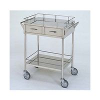 柏ステンレス工業 ステンレスワゴン 回診車L (枠付) 引出2個付 2段 ステンレスワゴン(ヒキダシヅケ)MB-2GH-L 1個（直送品）