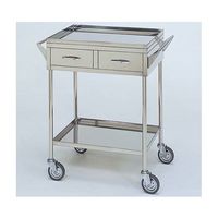 柏ステンレス工業 ステンレスワゴン 回診車M (立上) 引出2個付 2段 ステンレスワゴン(ヒキダシヅケ)MB-2VH-M 1個（直送品）