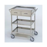 柏ステンレス工業 ステンレスワゴン 回診車M (立上) 引出2個付 3段 ステンレスワゴン(ヒキダシヅケ)MB-3VH-M 1個（直送品）
