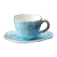 アースモス 美濃焼 和風コーヒーカップ ブルー色十草タタラコーヒーC/S [190cc] （2個入）（直送品）