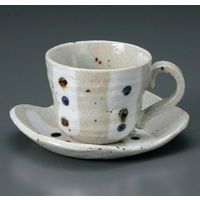 アースモス 美濃焼 和風コーヒーカップ 白タタキ水玉コーヒーC/S [200cc] （3個入）（直送品）