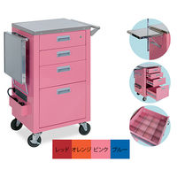 高田ベッド製作所 救急C型カート 幅60×奥行43×高さ92cm レッド TB-1274 1台 62-8625-07（直送品）