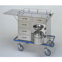 柏ステンレス工業 繃帯交換車 (枠付) 引出5個 汚物缶 ボウル 折りたたみテーブル付 ホウタイコウカングルマMC-B10 1個（直送品）