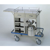 柏ステンレス工業 繃帯交換車　（枠付）　引出２個　汚物缶　ボウル　折 ホウタイコウカングルマMC-B8 62-2715-18 ナビスカタログ（直送品）