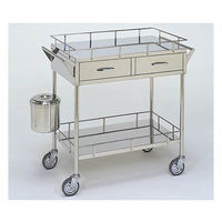 柏ステンレス工業 繃帯交換車M (枠付) 引出2個 汚物缶付 2段 ホウタイコウカングルマMC-B1-M 1個 62-2715-09（直送品）