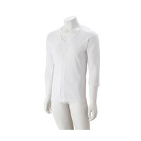 ケアファッション 紳士7分袖大寸ワンタッチシャツ ホワイト 4L 38134-08 1枚 61-7381-27（直送品）