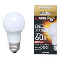 アイリスオーヤマ LED電球 E26 電球色 60形相当（810ｌm）  広配光 調光器対応  LDA9L-G-E26/D-6V2 １個