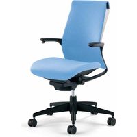 【組立設置込】コクヨ M4 オフィスチェア 固定肘 樹脂脚 PU巻きキャスター ホワイト/ソフトブルー CR-G2201F6GGT3-VN 1脚（直送品）