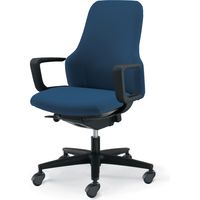 【組立設置込】コクヨ グーフォ オフィスチェア ハイバック C型肘 ブラックシェル ゴム単輪キャスター ブラック/プルシアンブルー 1脚（直送品）