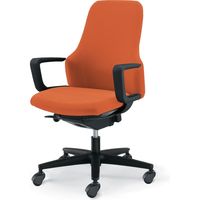 【組立設置込】コクヨ グーフォ オフィスチェア ハイバック C型肘 ブラックシェル ゴム単輪キャスター ブラック/タンジェリン 1脚（直送品）