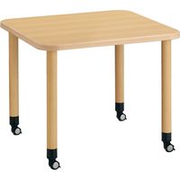 【組立設置込】コクヨ 高齢者施設用 高さ調整テーブル スペーサー調節式 角形 キャスタータイプ 幅900×奥行900mm ナチュラル 1台（直送品）