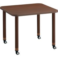 【組立設置込】コクヨ 高齢者施設用 高さ調整テーブル スペーサー調節式 角形 キャスタータイプ 幅900×奥行900mm ブラウン 1台（直送品）