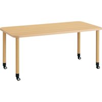 【組立設置込】コクヨ 高齢者施設用 高さ調整テーブル スペーサー調節式 角形 キャスタータイプ 幅1800×奥行900mm ナチュラル 1台（直送品）