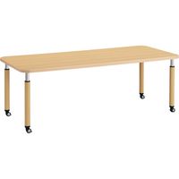 【組立設置込】コクヨ 高齢者施設用 高さ調整テーブル ラチェット調節式 角形 キャスタータイプ 幅2100×奥行900mm ナチュラル 1台（直送品）