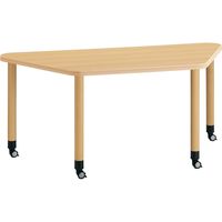 【組立設置込】コクヨ 高齢者施設用 高さ調整テーブル スペーサー調節式 台形 キャスタータイプ 幅1655×奥行780mm ナチュラル 1台（直送品）