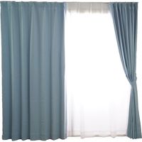 スミノエ デザインライフ プライム2 カーテン 幅3000×長さ1650mm ライトブルー 1セット（2枚入）（直送品）