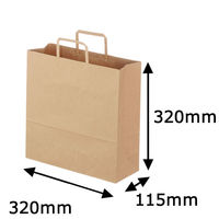 平紐クラフト紙手提袋薄型エコノミー320×320×115 茶 1袋（50枚入） オリジナル（わけあり品）