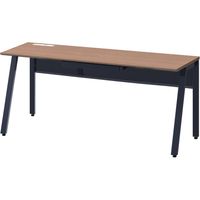 【引出付】オカムラ ViLLAGE VD-Aデスク 平机 幅1600×奥行600×高さ720mm ミディアムウォールナット×ブラック 1台（取寄品）