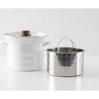 富士ホーロー 20cm パスタポット(バスケット付） ホワイト N-20P・W 1個（直送品）