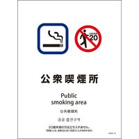 グリーンクロス ＳＨＡ４Ｌー１０Ｍ　２２５ｘ３００　４カ国語　公衆喫煙所 6300004197 1枚（直送品）