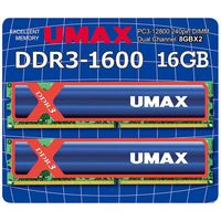 UMAX ディスクトップ用メモリー　ＵＤＩＭＭ　ＤＤＲ３ー１６００　１６ＧＢ（８ＧＢ×２）　Ｈ／Ｓ UM-DDR3D-1600-16GBHS 1個（直送品）