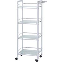 永井興産 NK-434 ガラスシェルフワゴン 4段 幅480×奥行265×高さ1035mm ホワイト NK-434WH 1台（直送品）