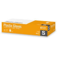 川西工業 プラスチックグローブ 粉なし（パウダーフリー） Sサイズ #2121-S 1箱（100枚入）（使い捨てグローブ）