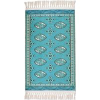 萩原 トルクメン プリントラグ 手織り絨毯風 450×2400mm ターコイズ 240623225 1枚（直送品）