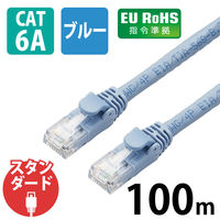 LANケーブル 100m cat6A 爪折れ防止 ギガビット 単線 ブルー LD-GPAT/BU100RS エレコム 1個