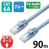 LANケーブル 90m cat6A 爪折れ防止 ギガビット 単線 ブルー LD-GPAT/BU90/RS エレコム 1個（直送品）