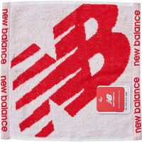マルチウコーポレーション ニューバランスジャガードハンドタオル（A柄）ヘムデザイン　白×赤　5枚入 5-42422-1 1セット（直送品）