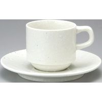 金正陶器 ベーシック スタック コーヒー碗 粉引＆受皿(6客セット） 9-93-11 6客入り（直送品）