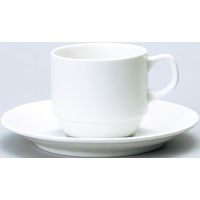 金正陶器 ミルキーホワイト スタック コーヒー碗 (Dia Ceram)＆受皿 (Dia Ceram)(6客セット） 9-93-1 6客入り（直送品）