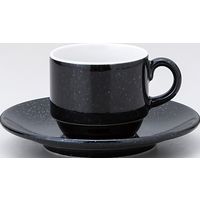 金正陶器 ユーラシア スタックコーヒー碗 黒御影 ＆受皿 黒御影 (6客セット） 9-93-27 6客入り（直送品）