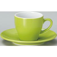 金正陶器 ユーラシア コーヒー碗 緑＆受皿 緑(6客セット） 9-93-25 6客入り（直送品）